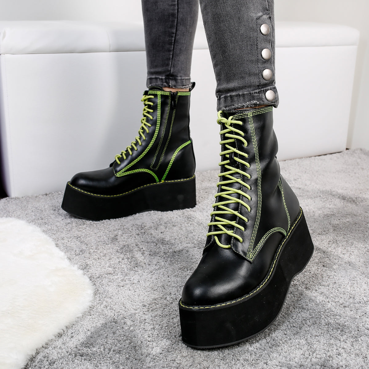 Enigma mega hotsell platform neon boots